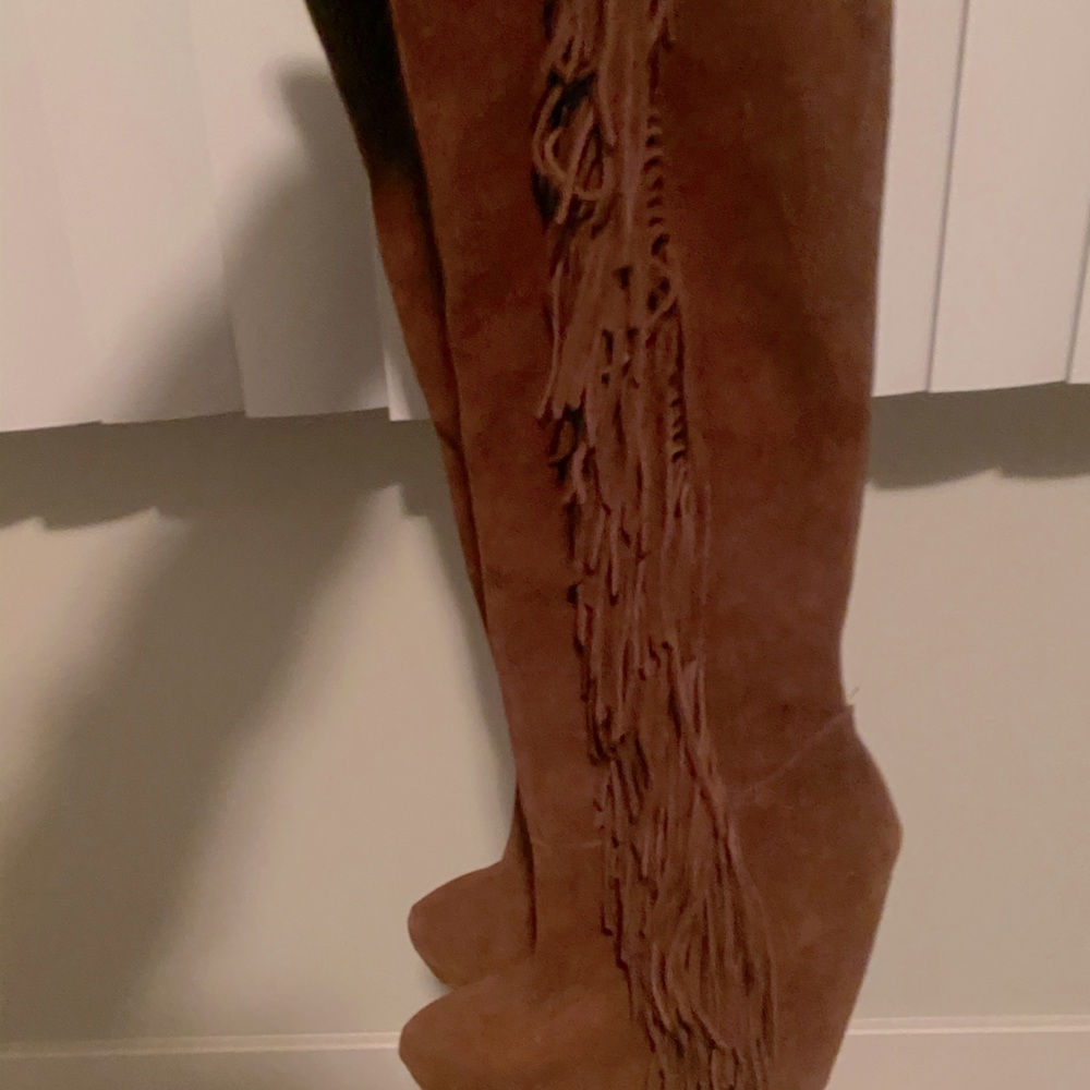 Steve Madden above knee fringe boots